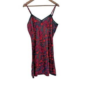 Apt 9 Intimates Red Back Floral Chemise Top‎ Dress babydoll Satin Valentine 1X